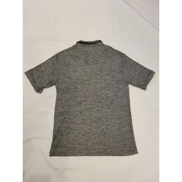 Vintage Odo Mens Polo Shirt Fits Medium Silver Black Shiny Disco Club Party - Picture 4 of 10